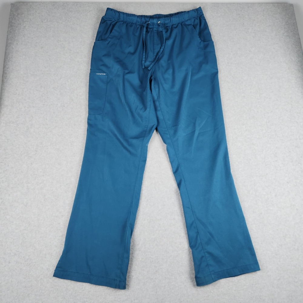 HH Works Scrub Pants Mens L Teal Rebecca Cargo Drawstring Waist Stretch Medical